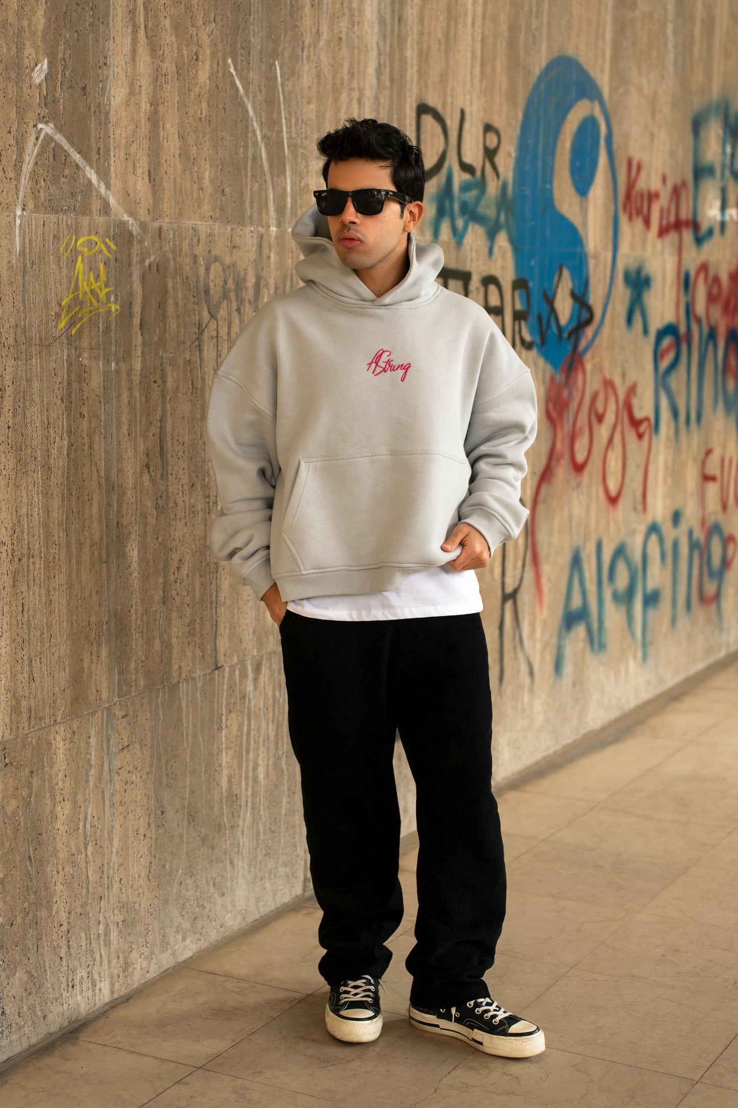 OVERSIZED CROPPED HOODIE Colour LIGHT GRAY