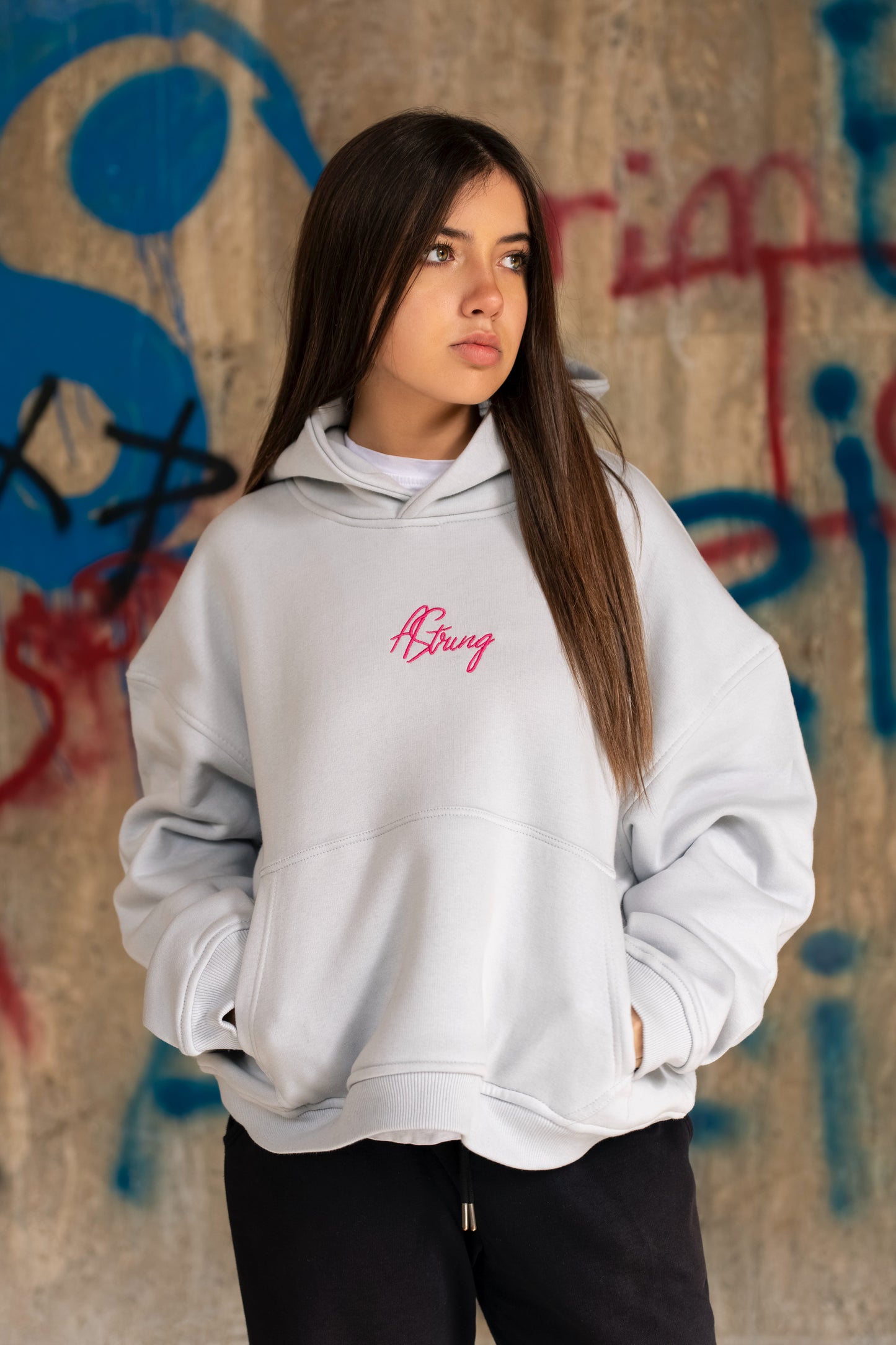 OVERSIZED CROPPED HOODIE Colour LIGHT GRAY